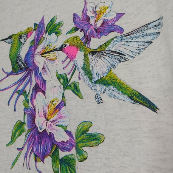 Vintage Gatlinburg Tennessee Hummingbird Single Stitch OSFA T Shirt Gray Nature - Picture 3 of 10